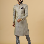 Stunning Golden-Grey Banarasi Brocade Achkan for Men | Father-Son Combo | Grooms & Weddings | Jaipurio